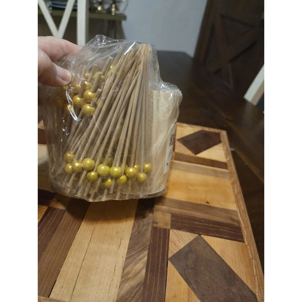 Cocktail Picks And Wooden Holder
